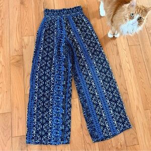 2015 Forever 21 Flowy Blue Boho Wide Leg Pants 🦋